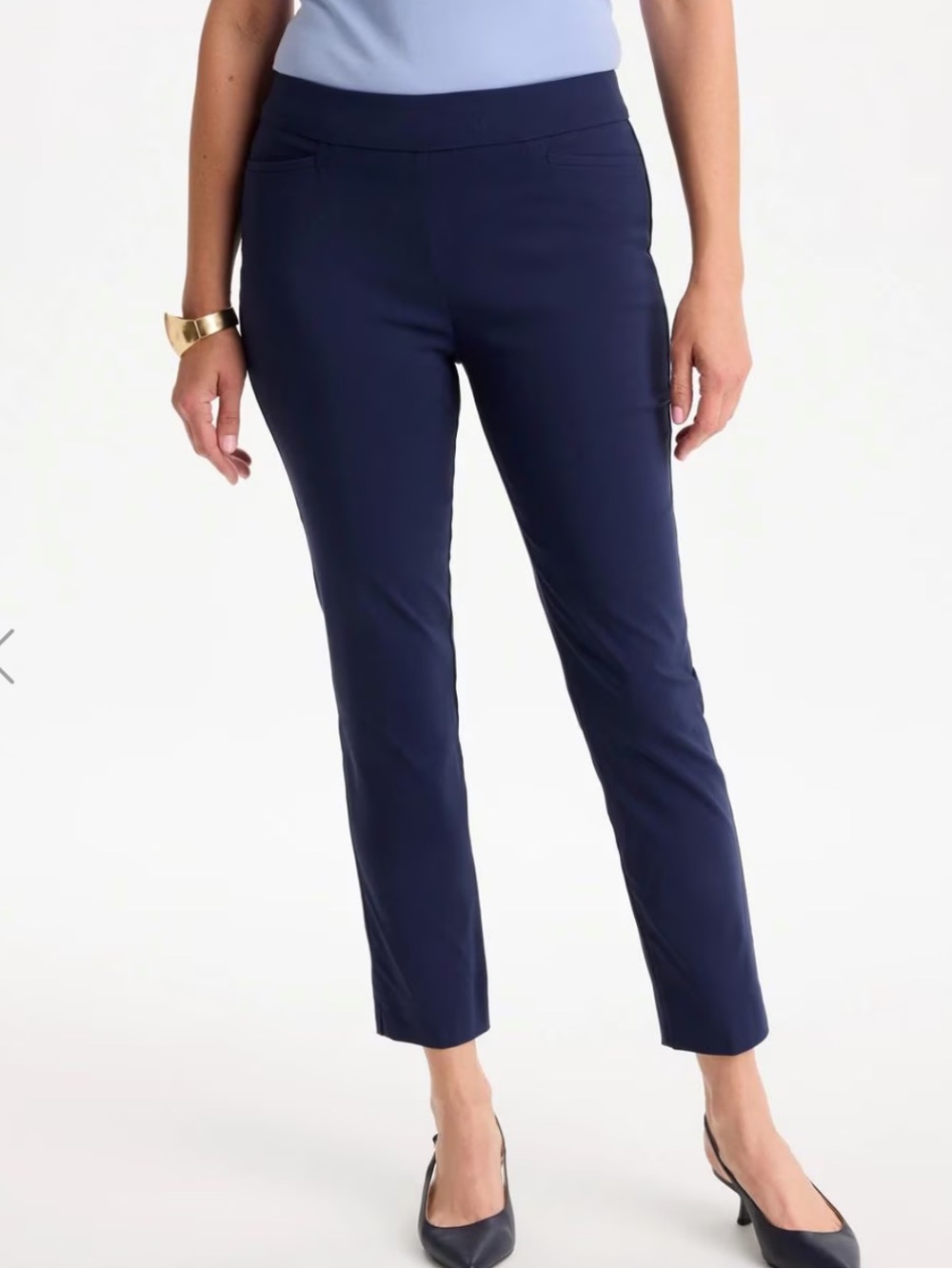 Chico's Straight Leg Pull-On Pants in Navy Blue